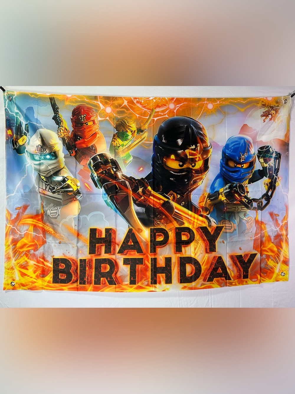Ninjango Happy Birthday Backdrop Banner 5x3